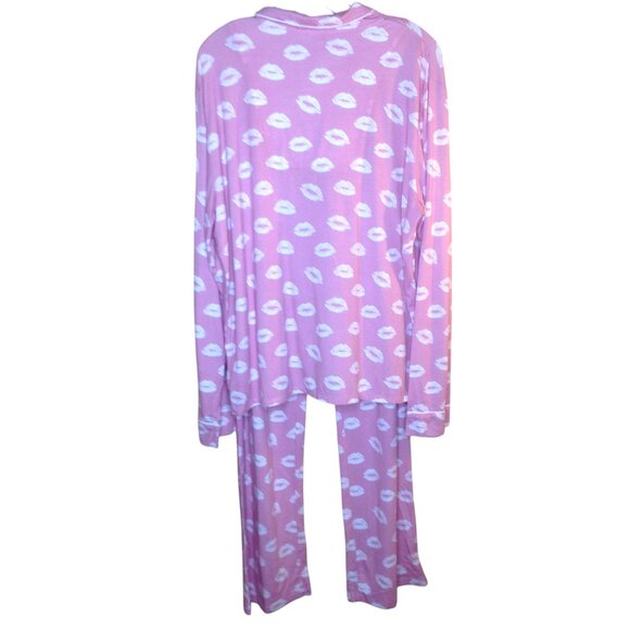 Aqua Lounge Kiss Lips Sleep Set Pajamas Loungewear XL NWT - Picture 7 of 10